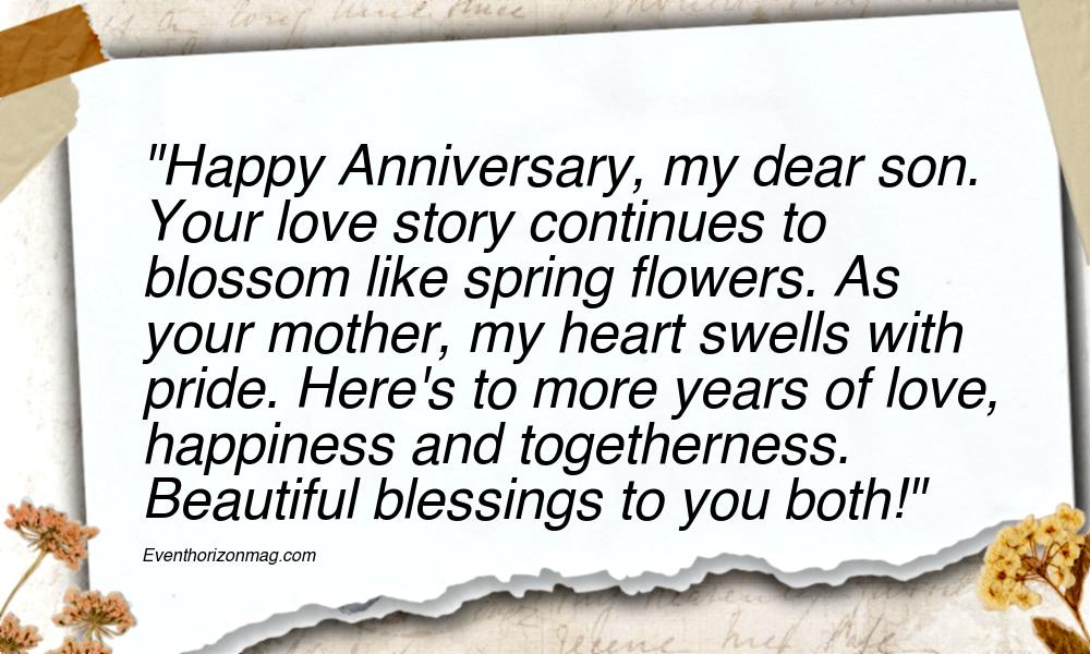 Happy Anniversary Messages for Son from Mother