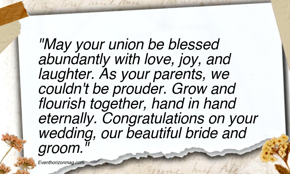 Wedding Messages to Bride and Groom from Parents