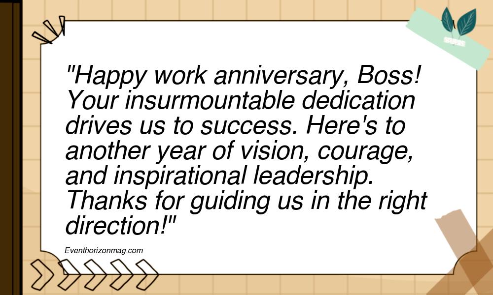 Work Anniversary Messages for Boss