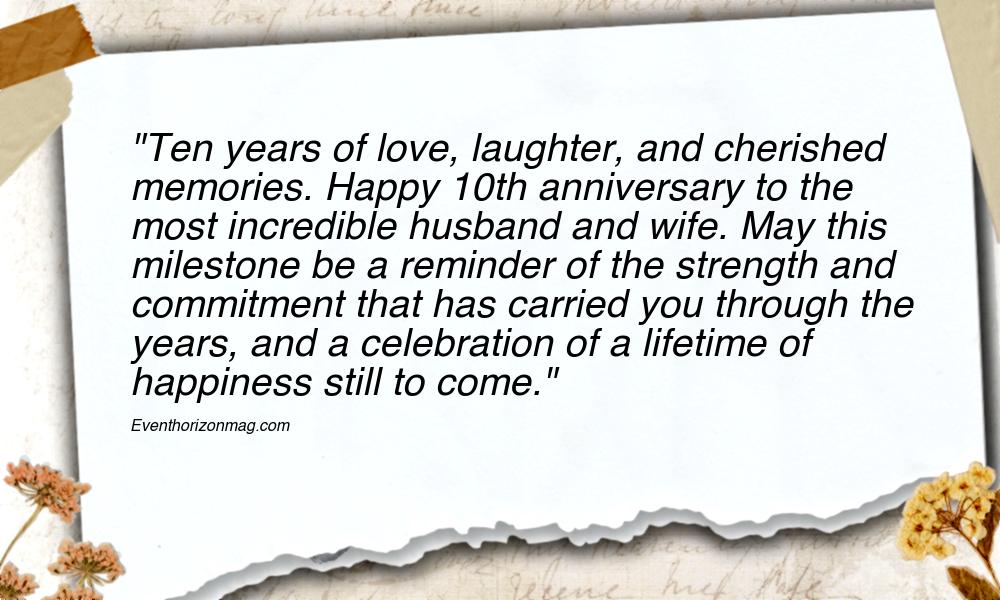 10th Wedding Anniversary Messages for Husband and Wife