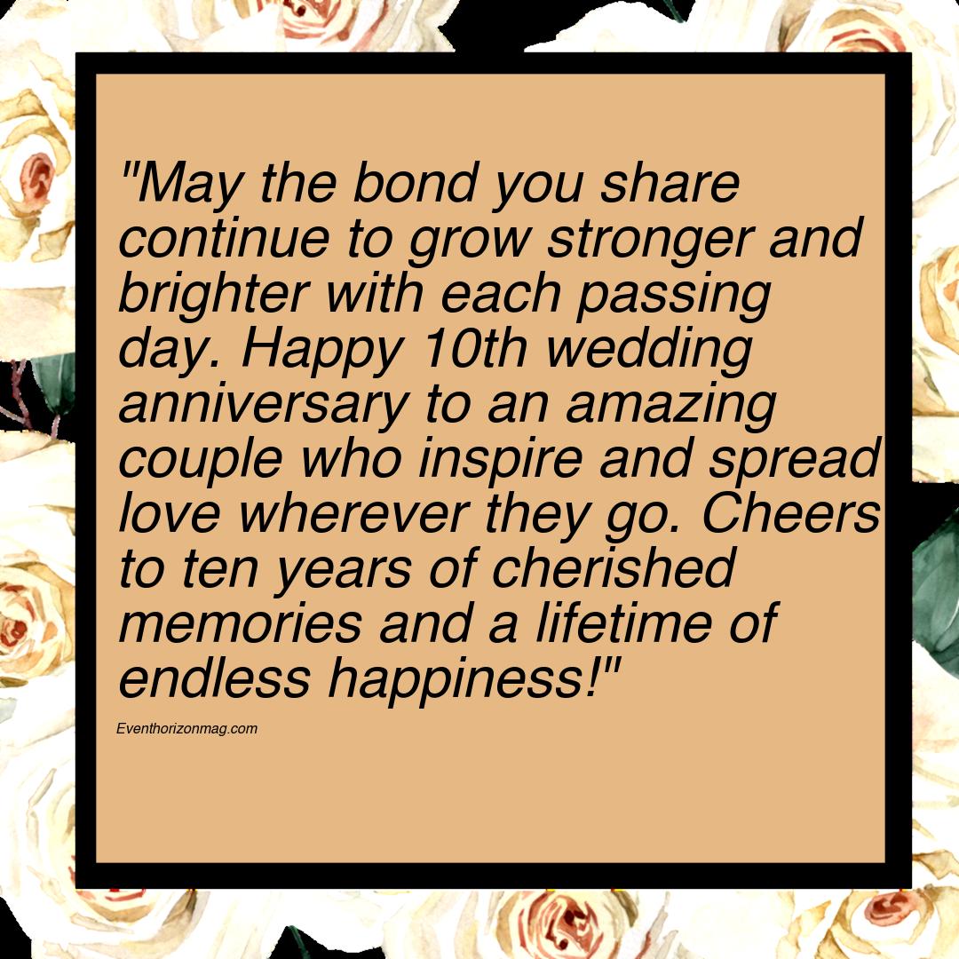 10th Wedding Anniversary Wishes for Friend