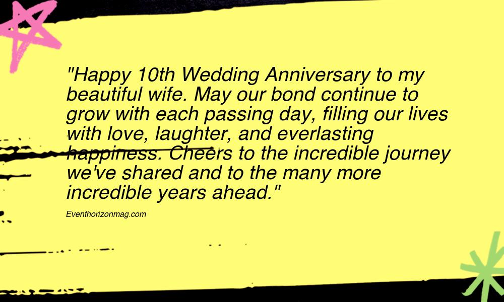 10th Wedding Anniversary Wishes for Wife