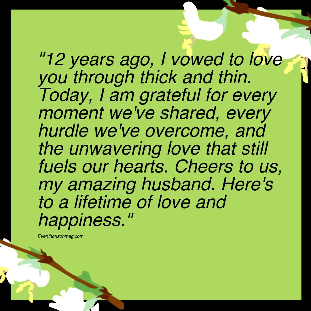 12 Years Anniversary Messages for Husband