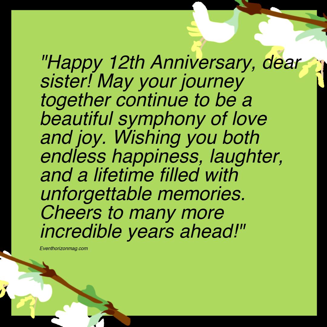 12 Years Anniversary Wishes for Sister