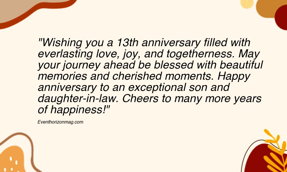 13th Anniversary Wishes for Son and Daughter in Law
