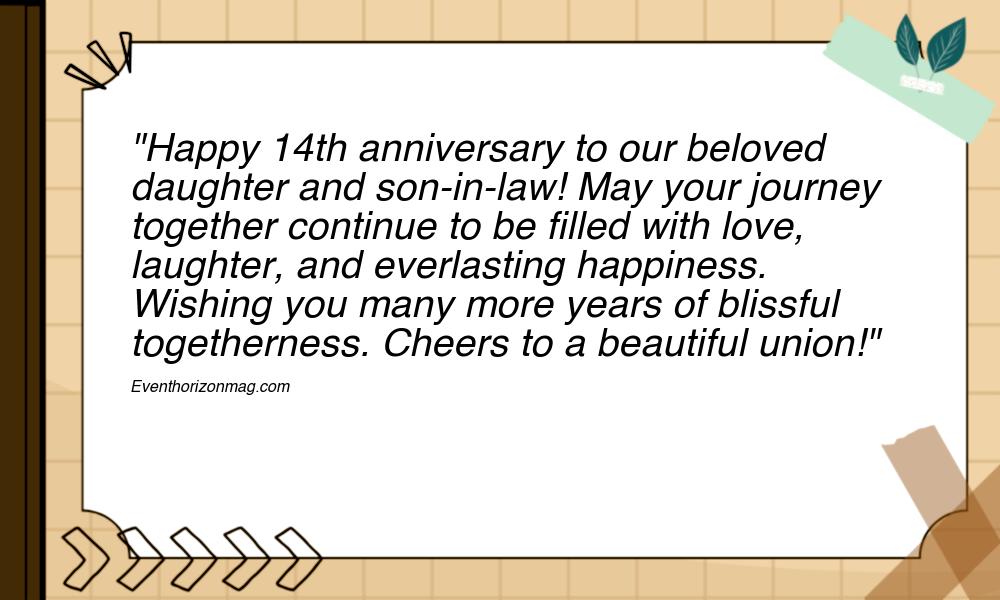 14th Anniversary Wishes for Daughter and Son in Law