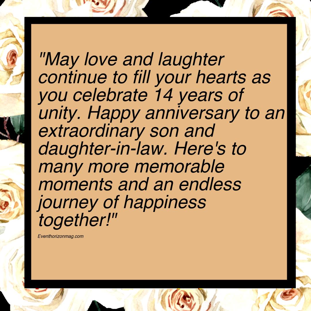 14th Anniversary Wishes for Son and Daughter in Law