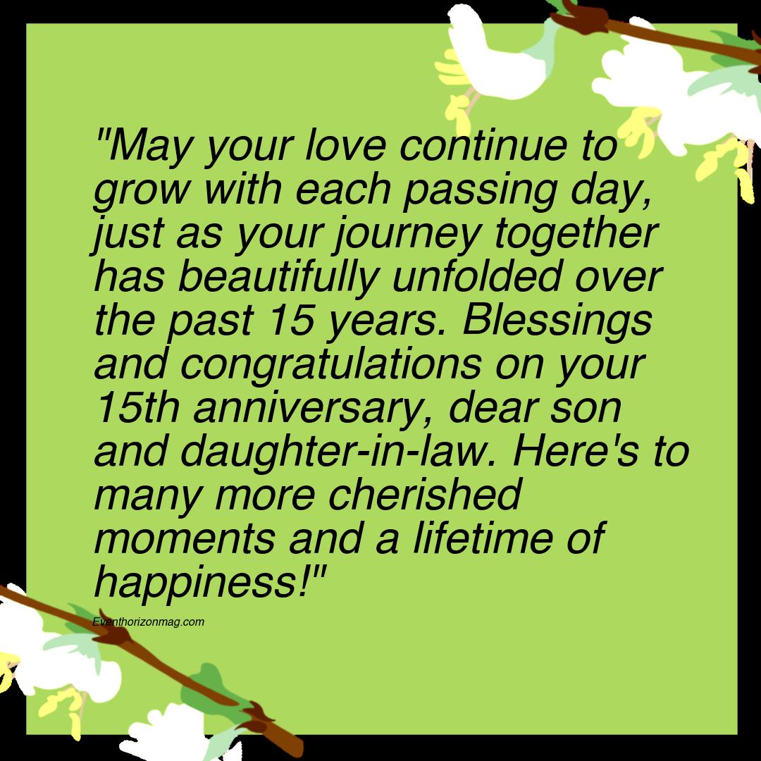 15th Anniversary Wishes for Son and Daughter in Law
