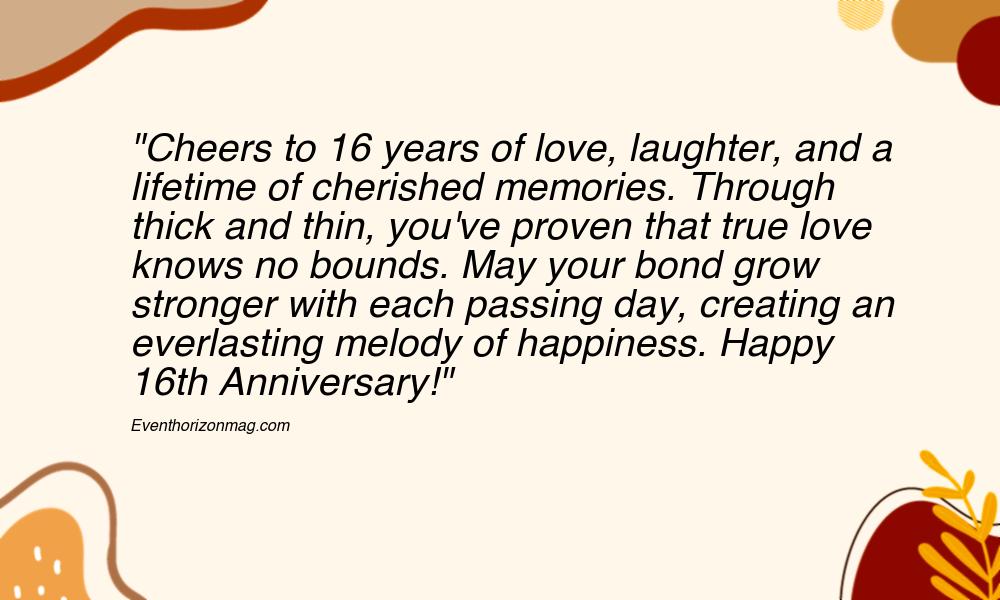 16th Wedding Anniversary Messages