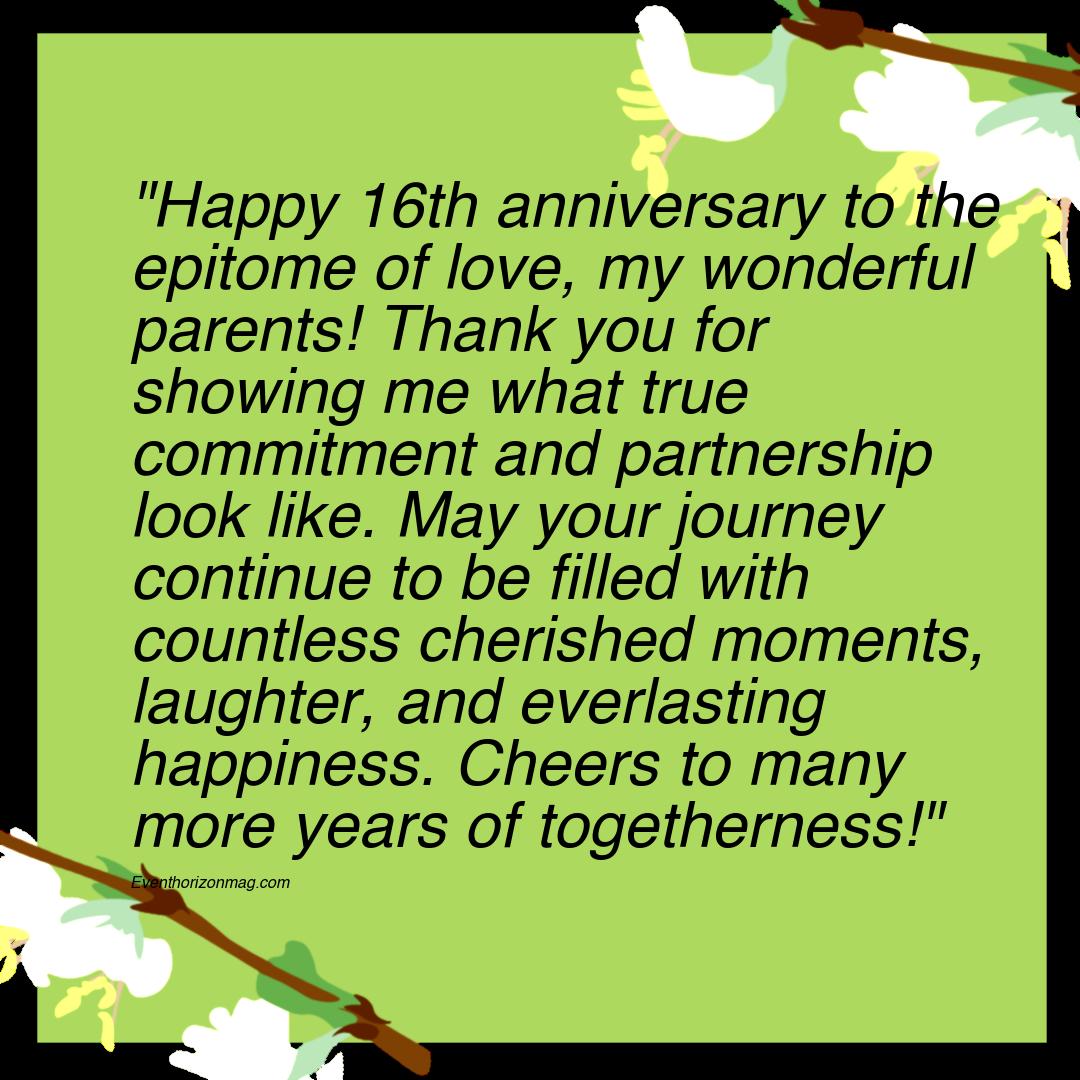 16th Wedding Anniversary Wishes for Parents