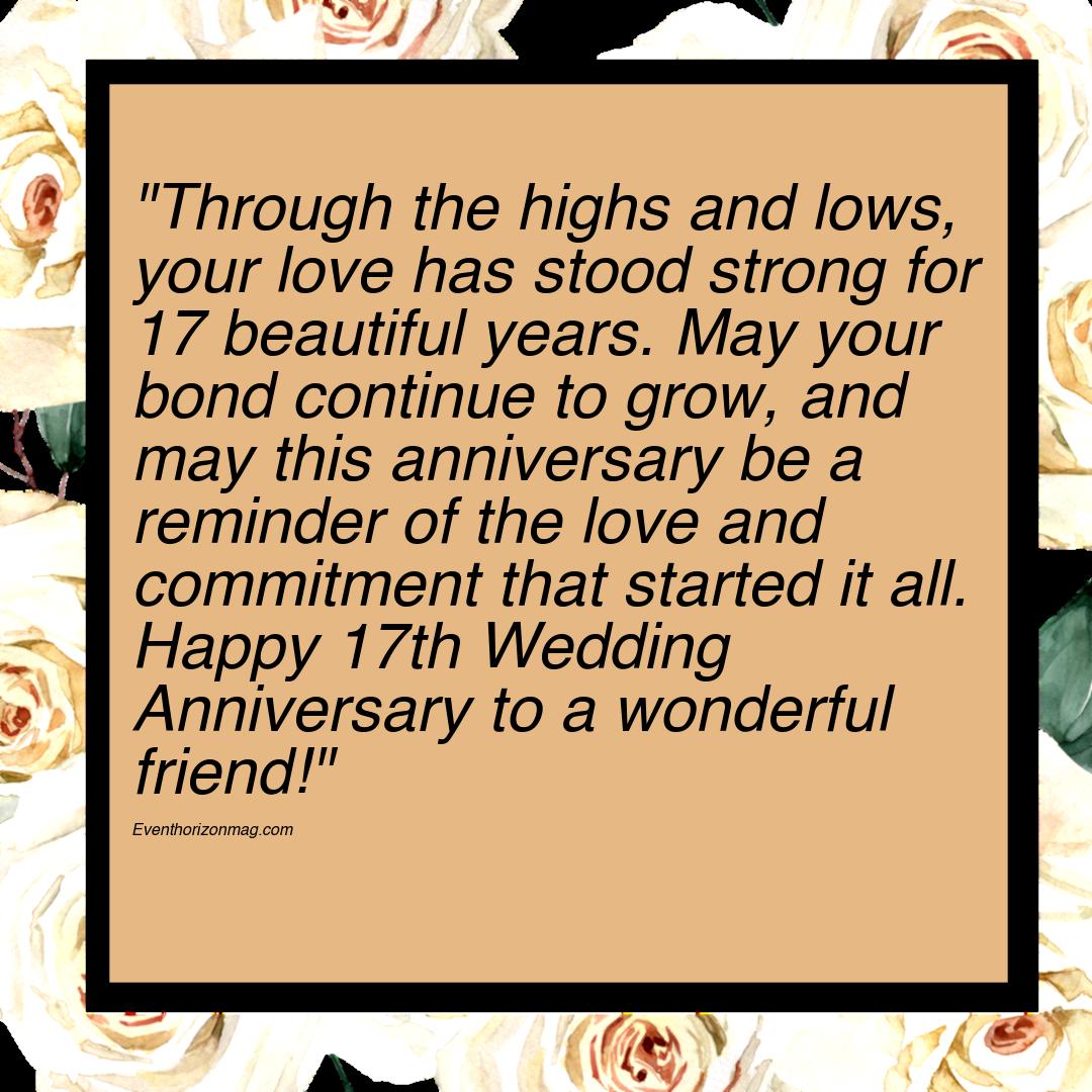 17th Wedding Anniversary Messages for Friend