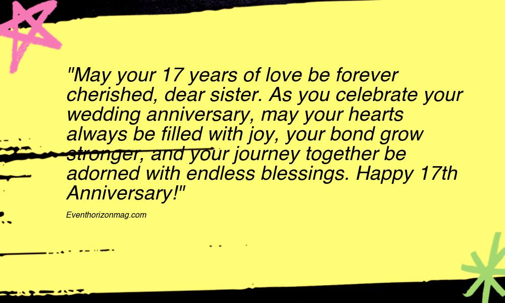 17th Wedding Anniversary Wishes for Sister