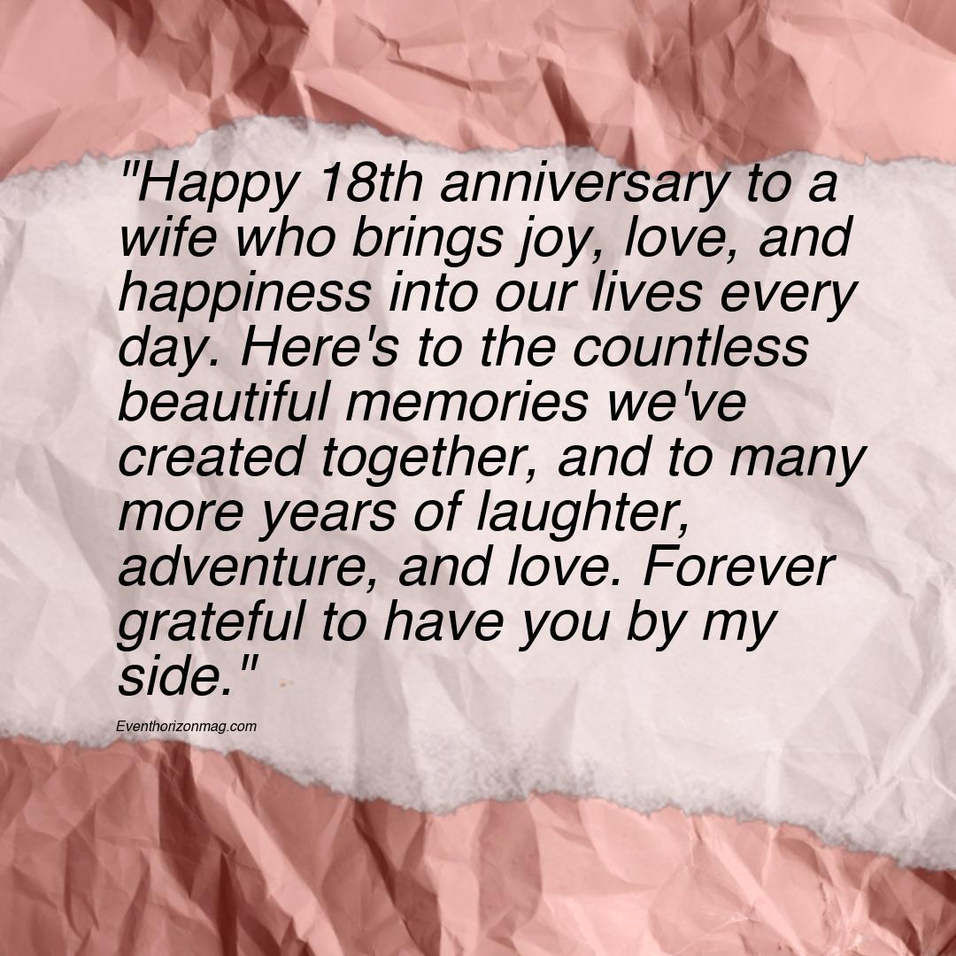 18th Wedding Anniversary Wishes for Wife
