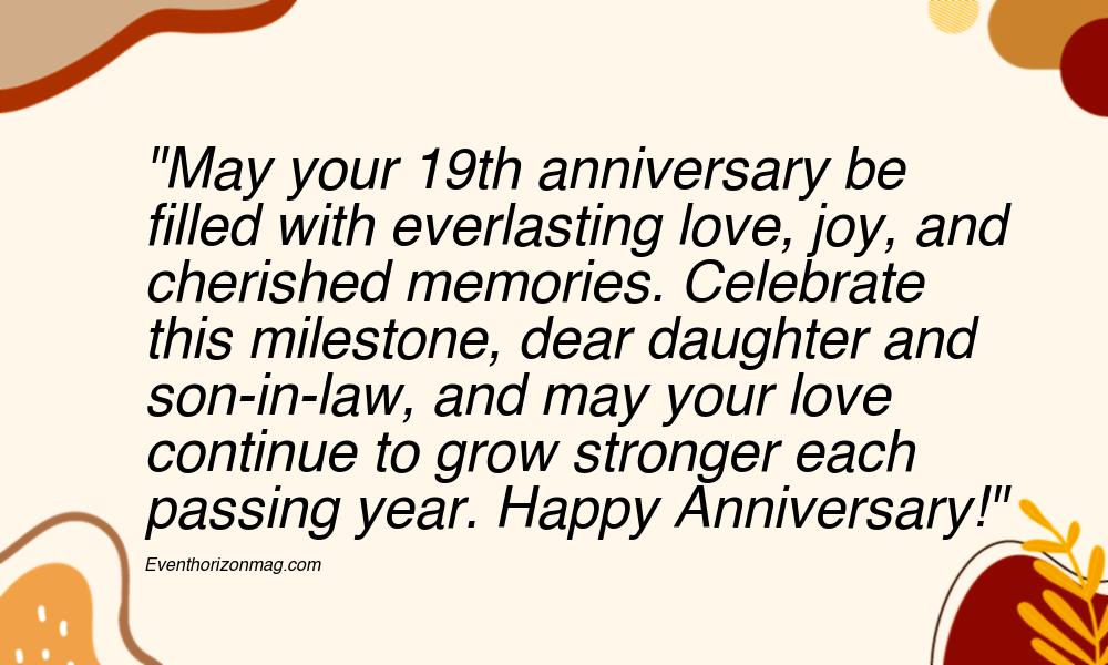 19th Wedding Anniversary Wishes for Daughter and Son in Law