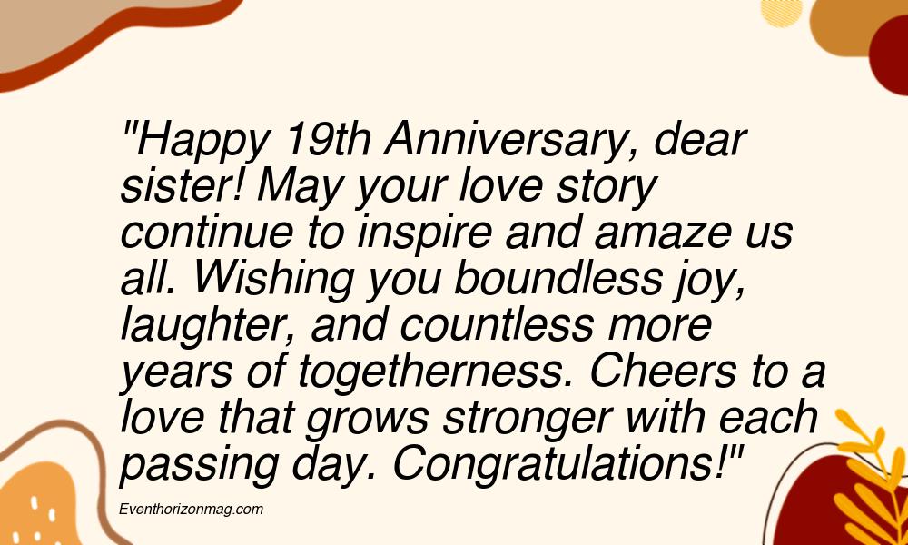19th Wedding Anniversary Wishes for Sister