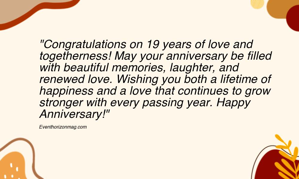 19th Wedding Anniversary Wishes for Son and Daughter in Law