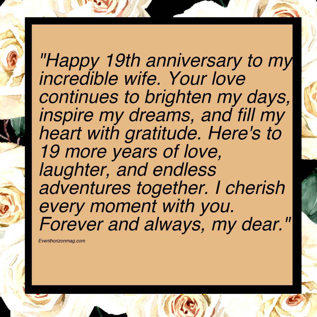 19th Wedding Anniversary Wishes for Wife