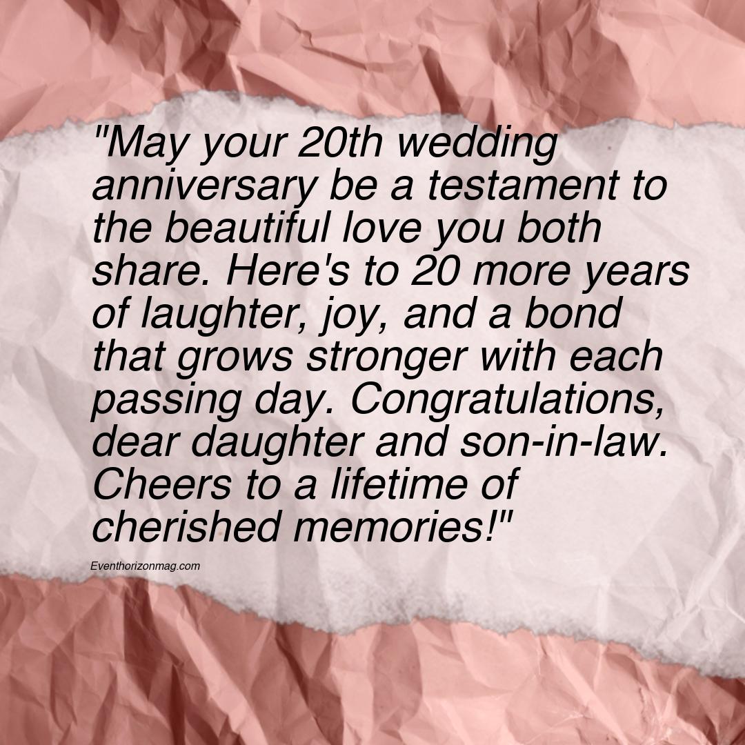 20th Wedding Anniversary Wishes for Daughter and Son in Law