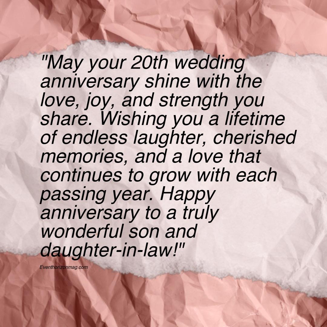 20th Wedding Anniversary Wishes for Son and Daughter in Law