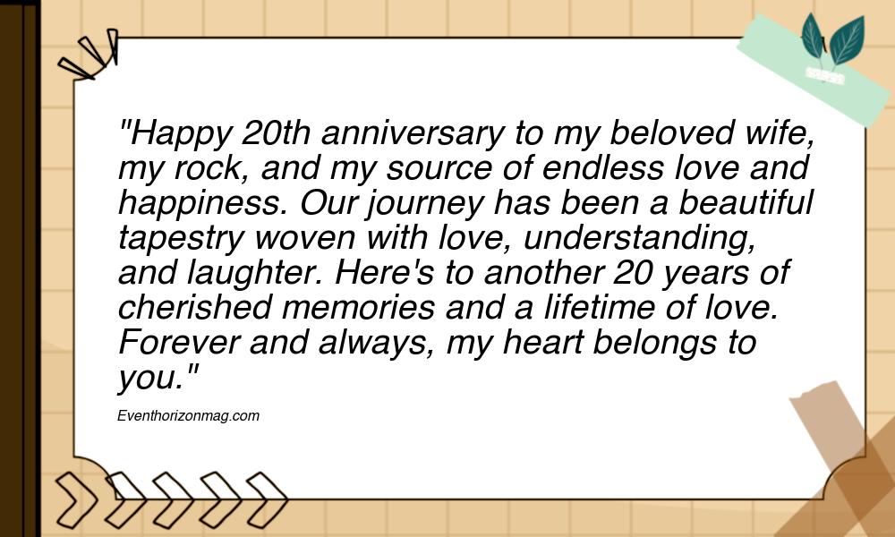 20th Wedding Anniversary Wishes for Wife