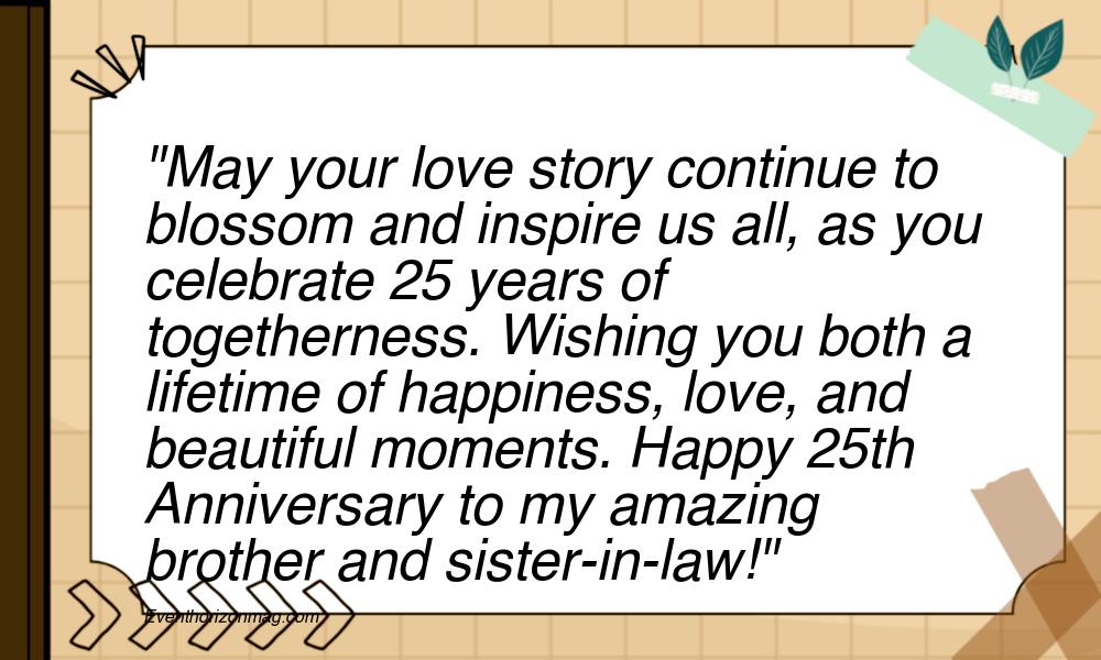 25th Wedding Anniversary Wishes for Brother and Sister in Law