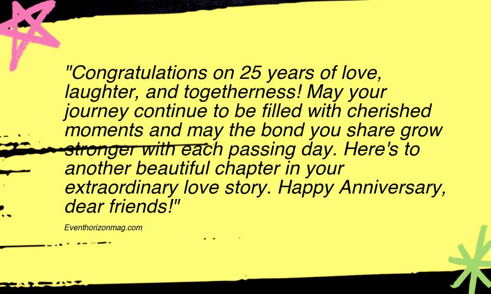 25th Wedding Anniversary Wishes for Friend