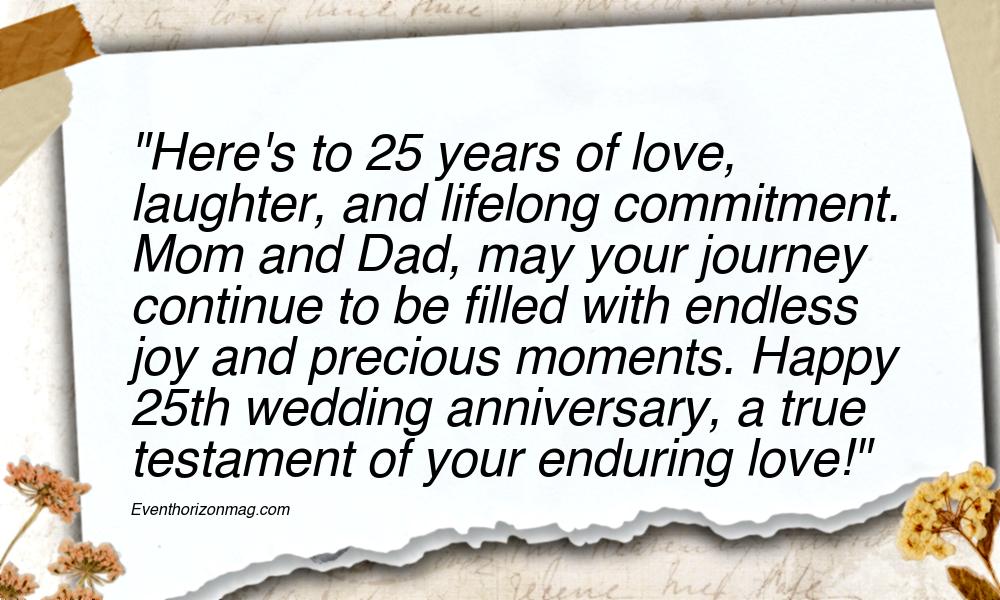 25th Wedding Anniversary Wishes for Mom and Dad