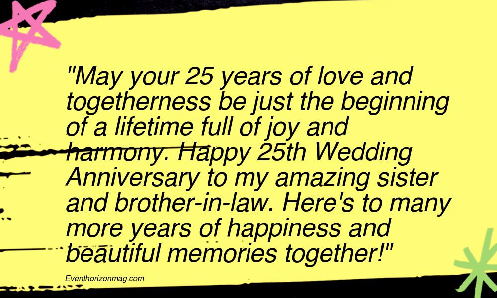 25th Wedding Anniversary Wishes for Sister