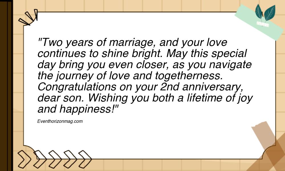 2nd Marriage Anniversary Messages for Son