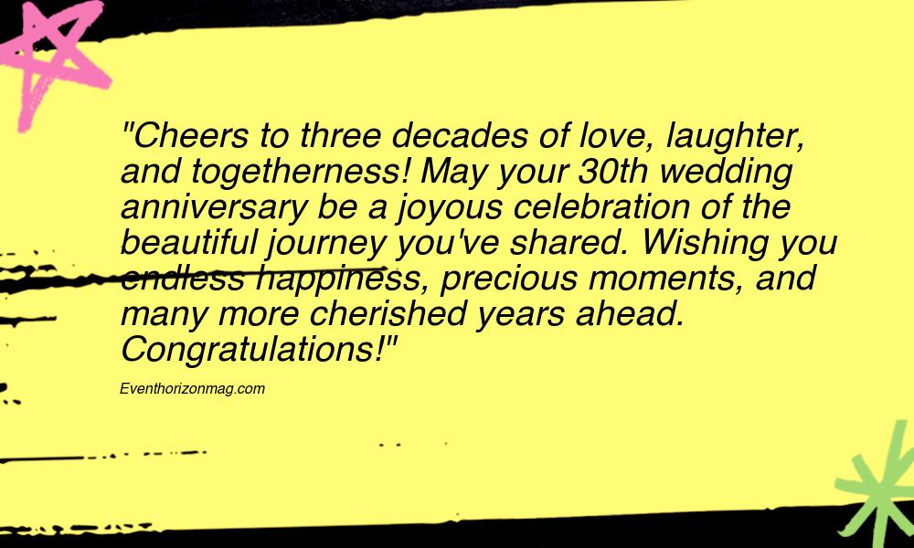 30th Wedding Anniversary Wishes for Couple
