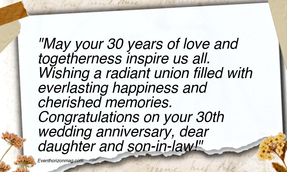 30th Wedding Anniversary Wishes for Daughter and Son in Law