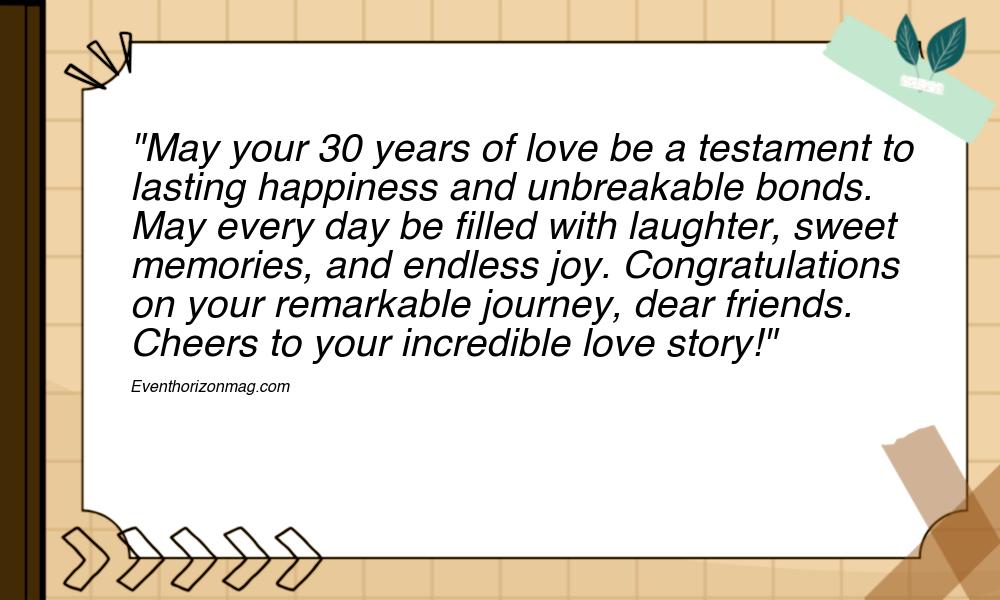 30th Wedding Anniversary Wishes for Friend