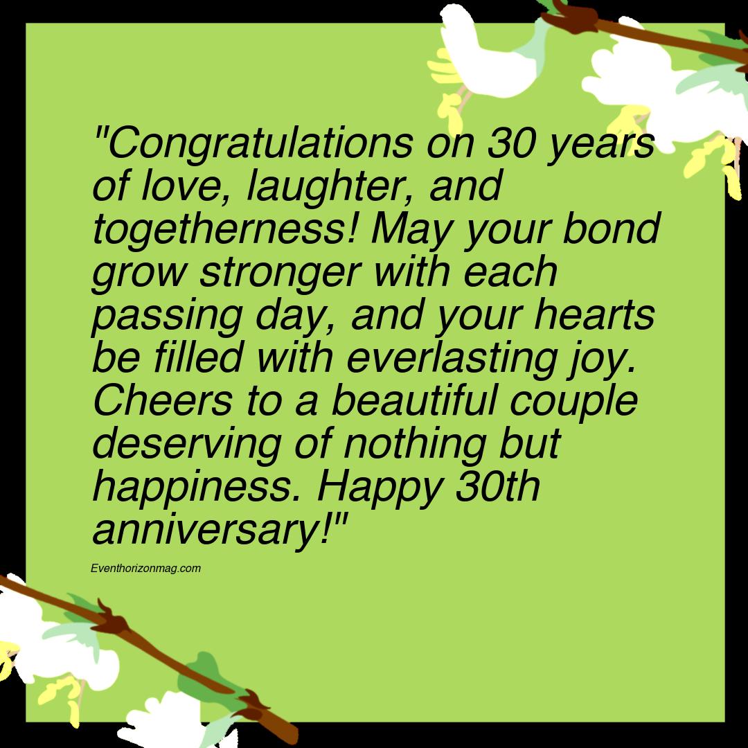 30th Wedding Anniversary Wishes for Son and Daughter in Law