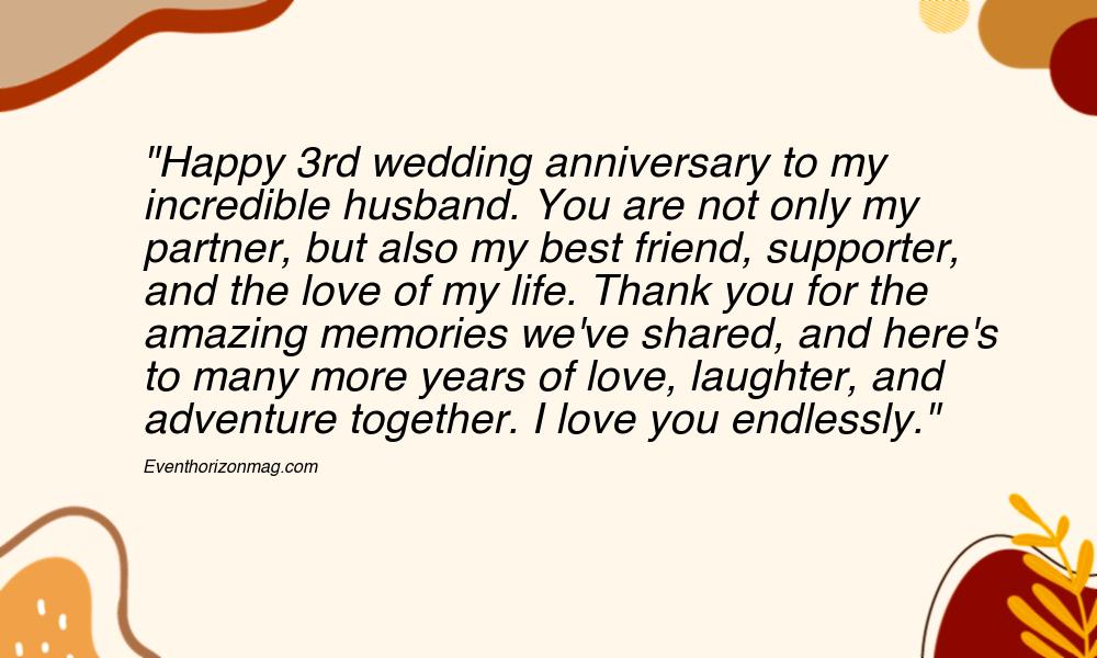 3rd Wedding Anniversary Messages for Husband