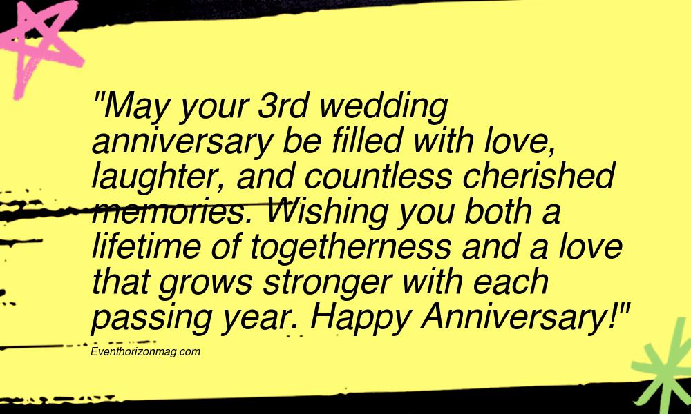 3rd Wedding Anniversary Wishes for Couple