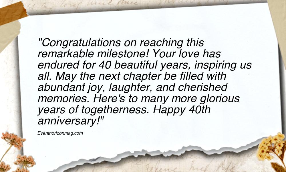 40th Wedding Anniversary Wishes for Friend
