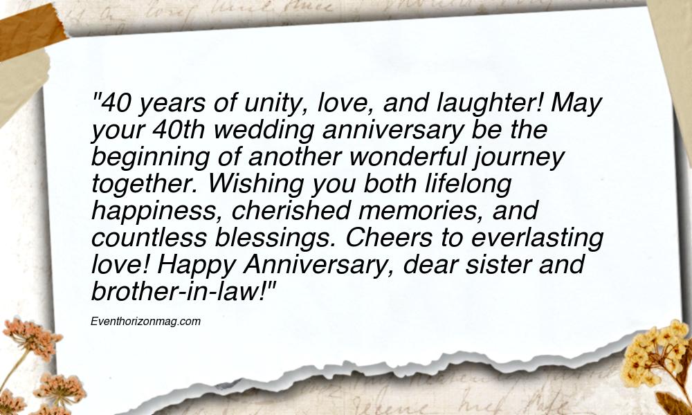40th Wedding Anniversary Wishes for Sister