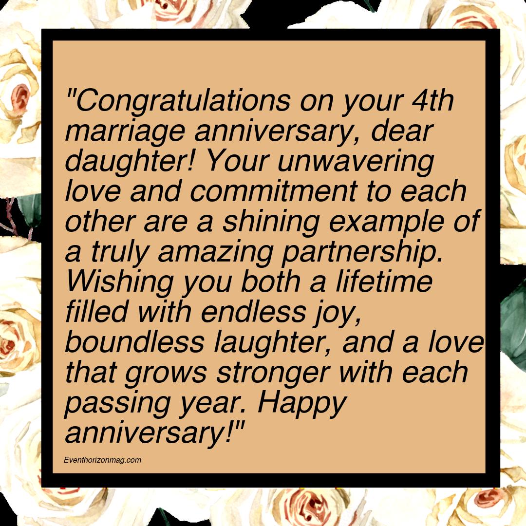 4th Marriage Anniversary Messages for Daughter