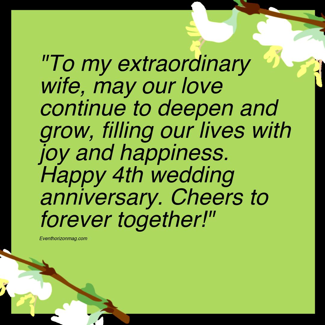 4th Wedding Anniversary Wishes for Wife