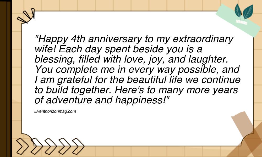 4th Wedding Anniversary Wishes to Wife from Husband