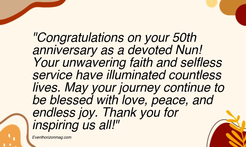 50th Anniversary Wishes for Nun