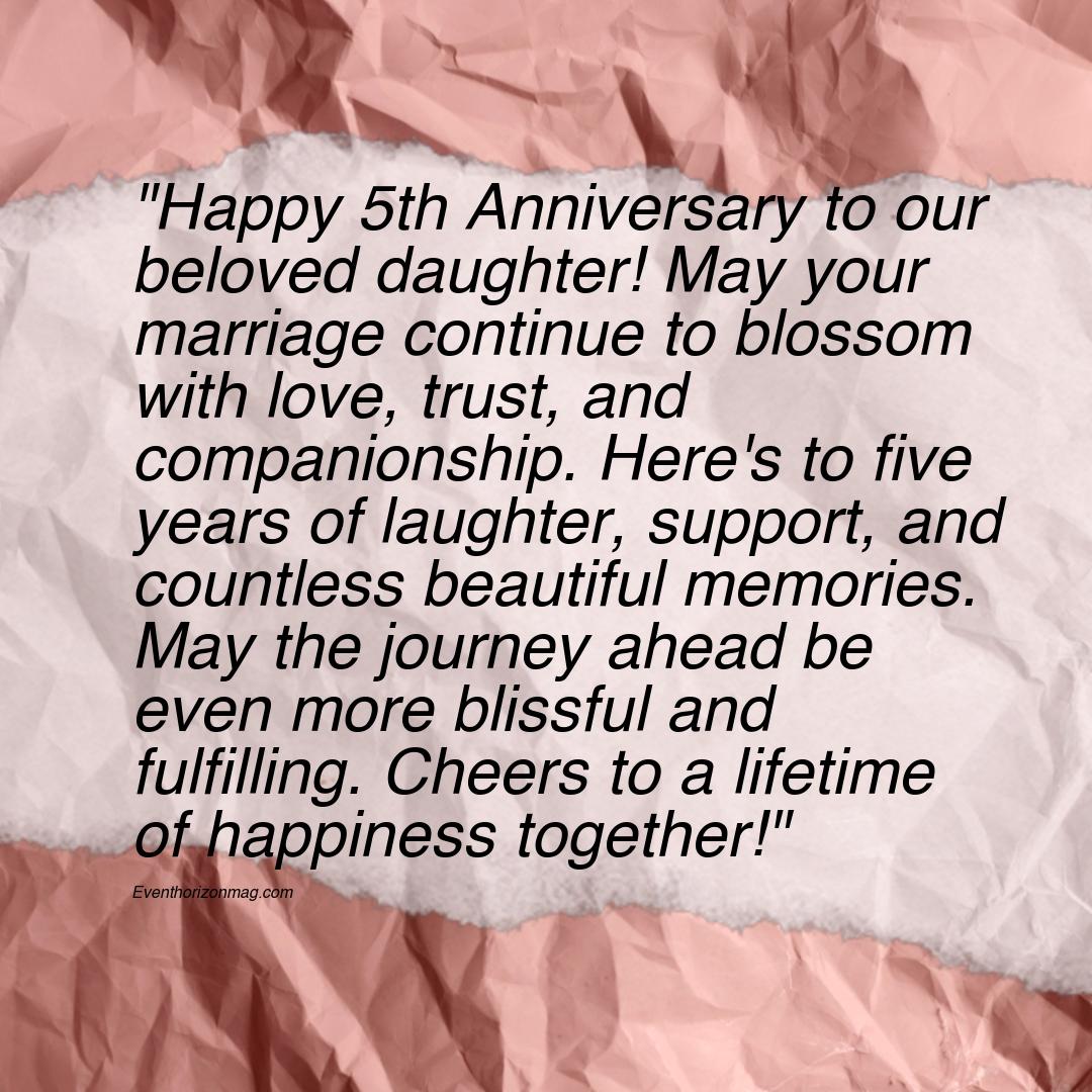 5th Marriage Anniversary Wishes for Daughter