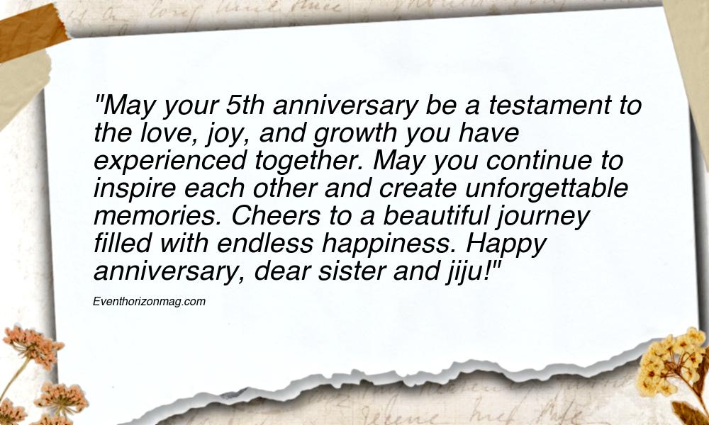 5th Wedding Anniversary Messages for Sister and Jiju