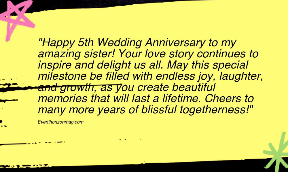 5th Wedding Anniversary Messages for Sister