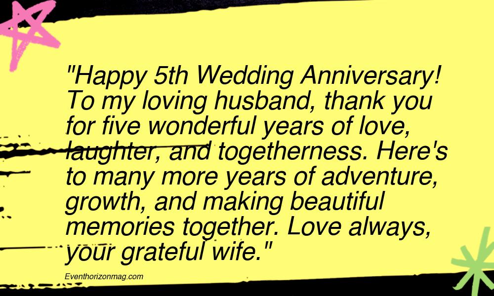 5th Wedding Anniversary Wishes for Husband