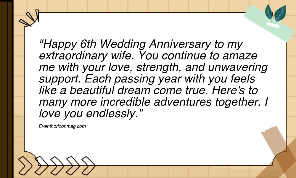 6th Wedding Anniversary Messages for Wife