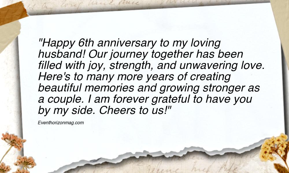 6th Wedding Anniversary Wishes to Husband from Wife