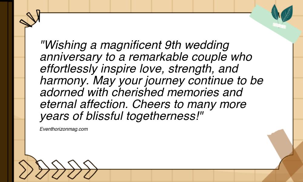 9th Wedding Anniversary Wishes for Couple