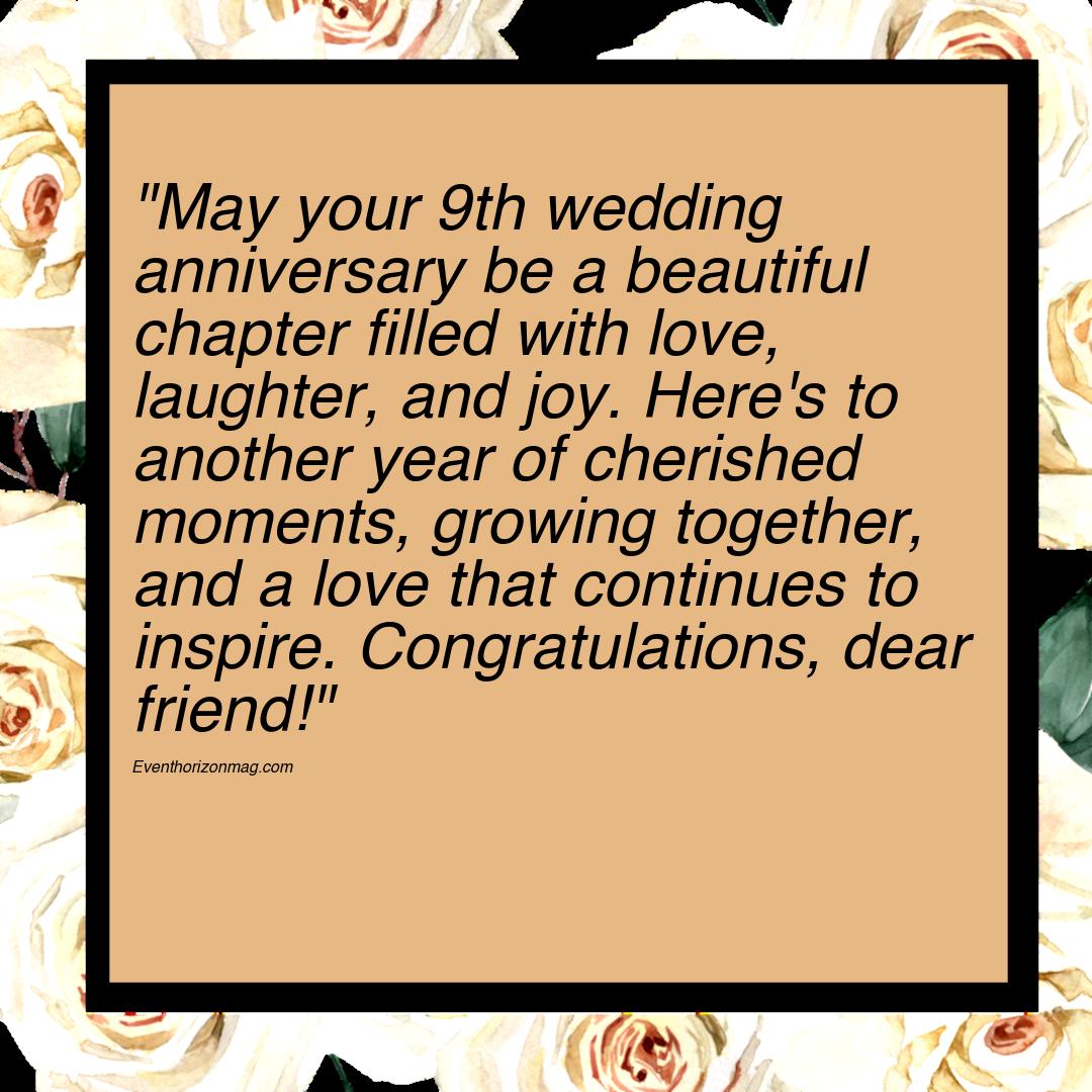 9th Wedding Anniversary Wishes for Friend