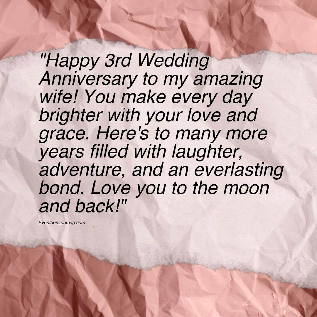Happy 3rd Wedding Anniversary Wishes for Wife
